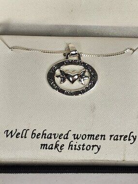 Sterling Silver 925 Rhodium ‘Well-Behaved Women Rarely Make History’ Pendant NIB